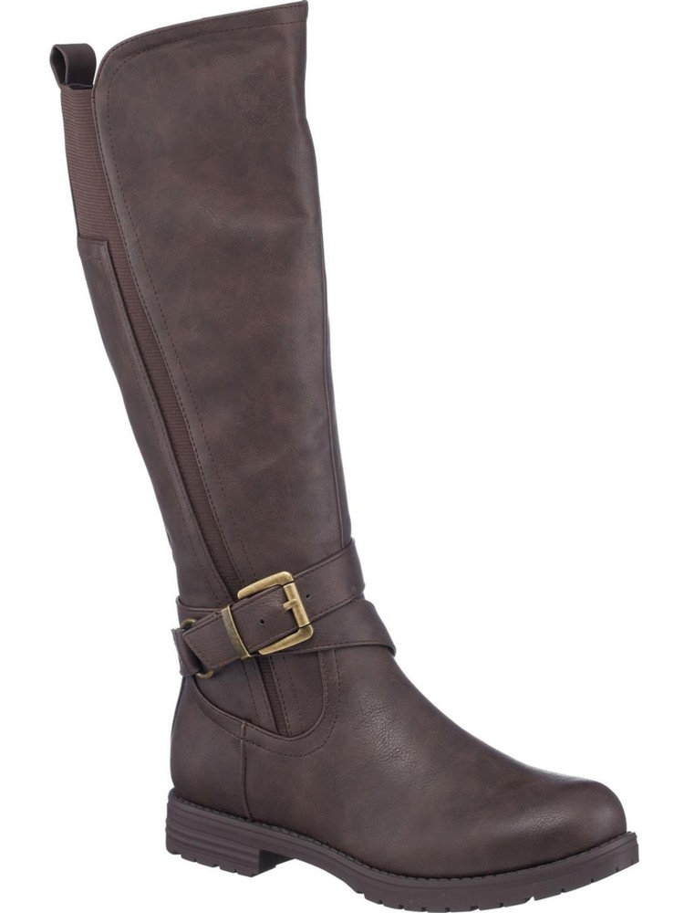 G.C. SHOES Womens Brown Pull Tab Aston Round Toe Block Heel Riding Boot 6.5