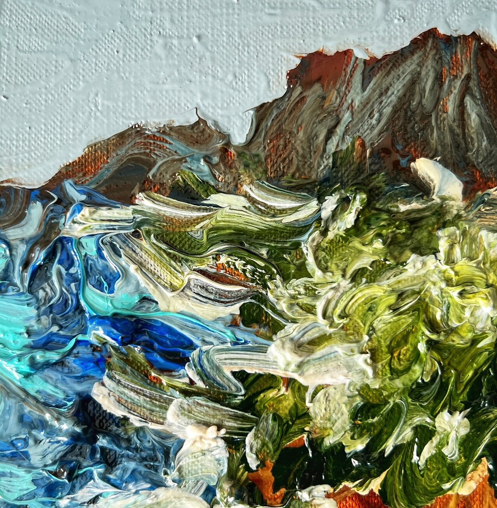 Abstract Seascape Cliff Bay Oil Painting on Canvas Coastal Marine Art