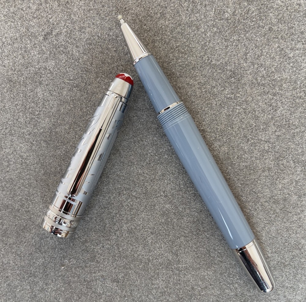 Deluxe Olympic Chamonix Series Blue+Silver Color 0.7mm Rollerball Pen No Box