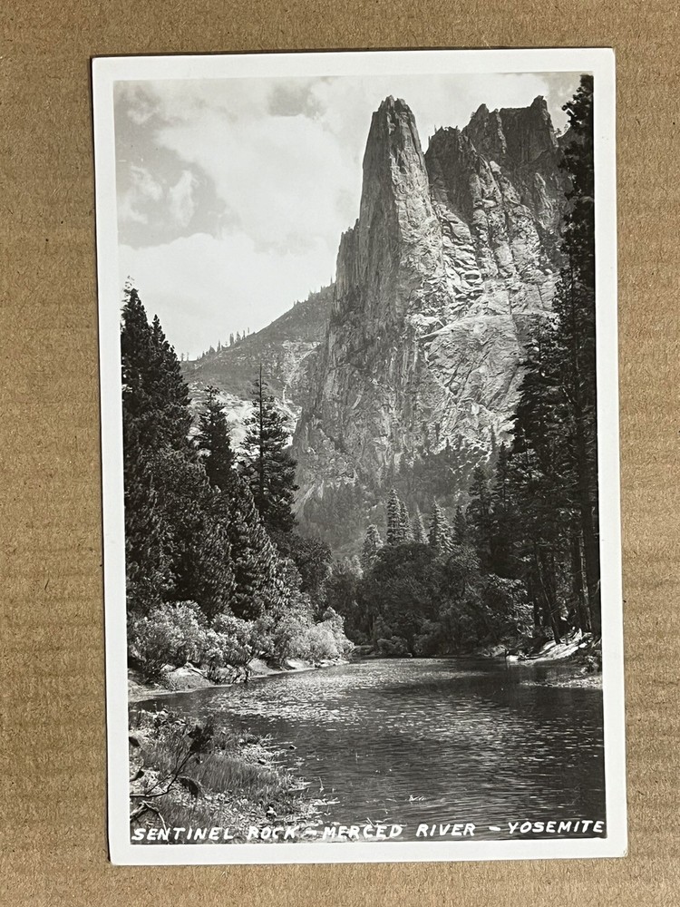 Postcard RPPC Yosemite National Park CA California Sentinel Rock Merced River