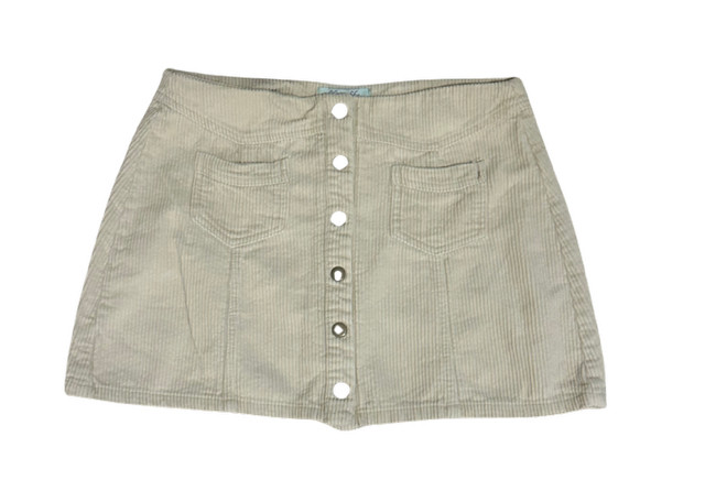 She + Sky Corduroy Button Front Skirt | Size M | Cream Beige Mini Skirt | Pocket