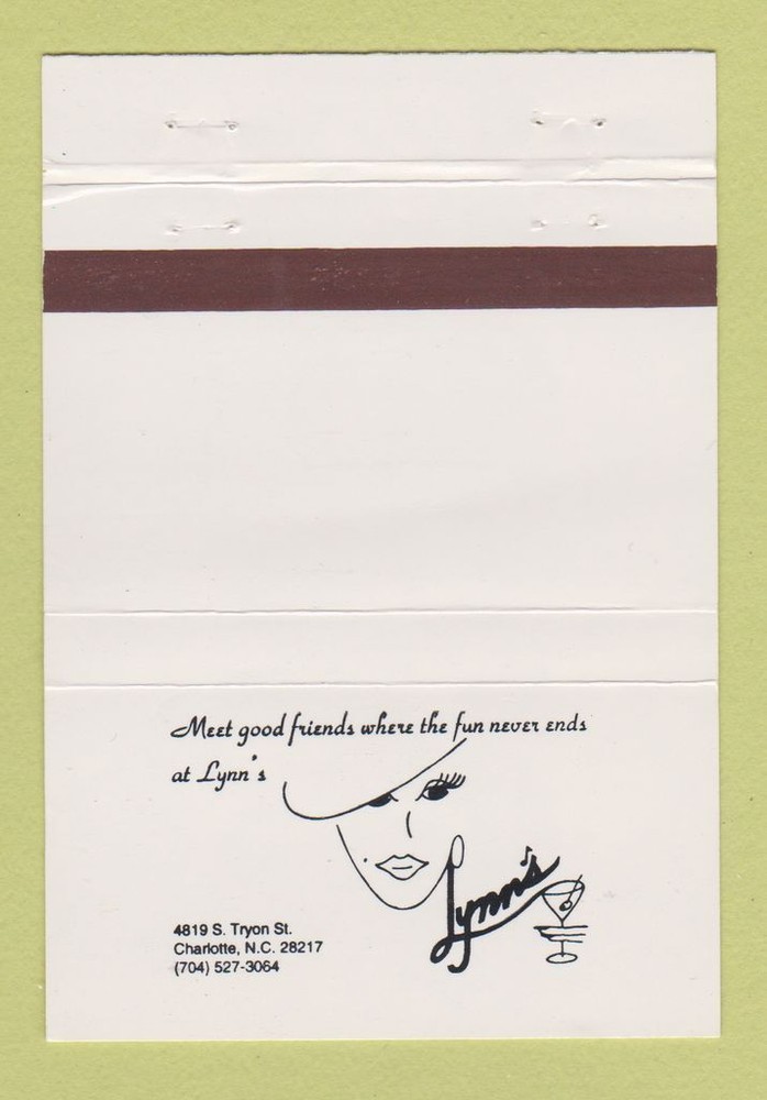 Matchbook Cover - Lynn's Bar Charlotte NC 40 Strike