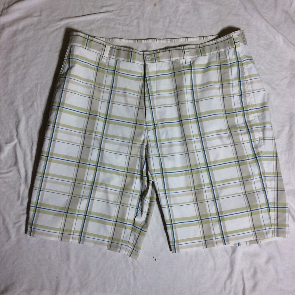 Nike Golf Shorts Men's Sz 40 Green Plaid Chino Casual Athleisure Sporty Pockets