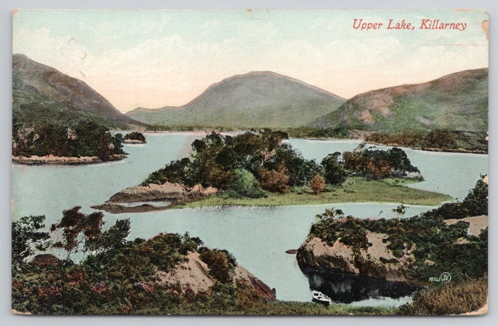 Vintage Valentine's Postcard Upper Lake Killarney Ireland 1910 Posted
