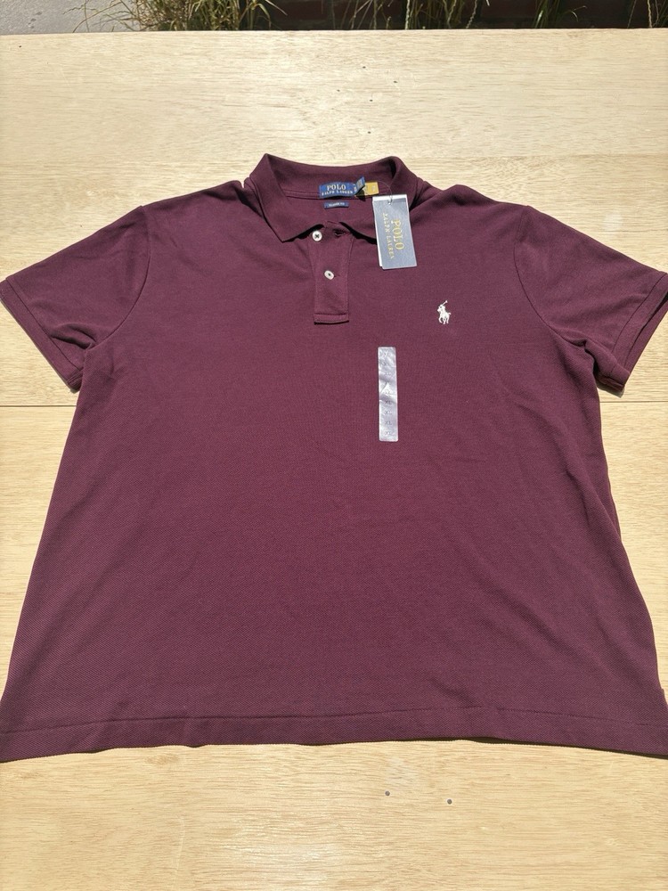 Ralph Lauren Burgundy Short Sleeve Polo Shirt Size XL Women NWT