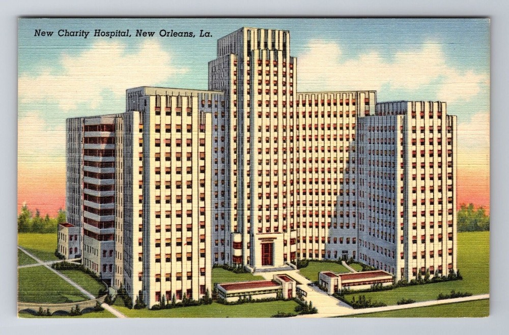 New Orleans LA-Louisiana, New Charity Hospital, Antique Vintage Postcard