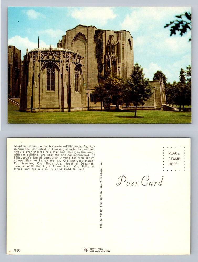 Pittsburgh, PA-Pennsylvania, Stephen Foster Memorial Cathedral Vintage Postcard
