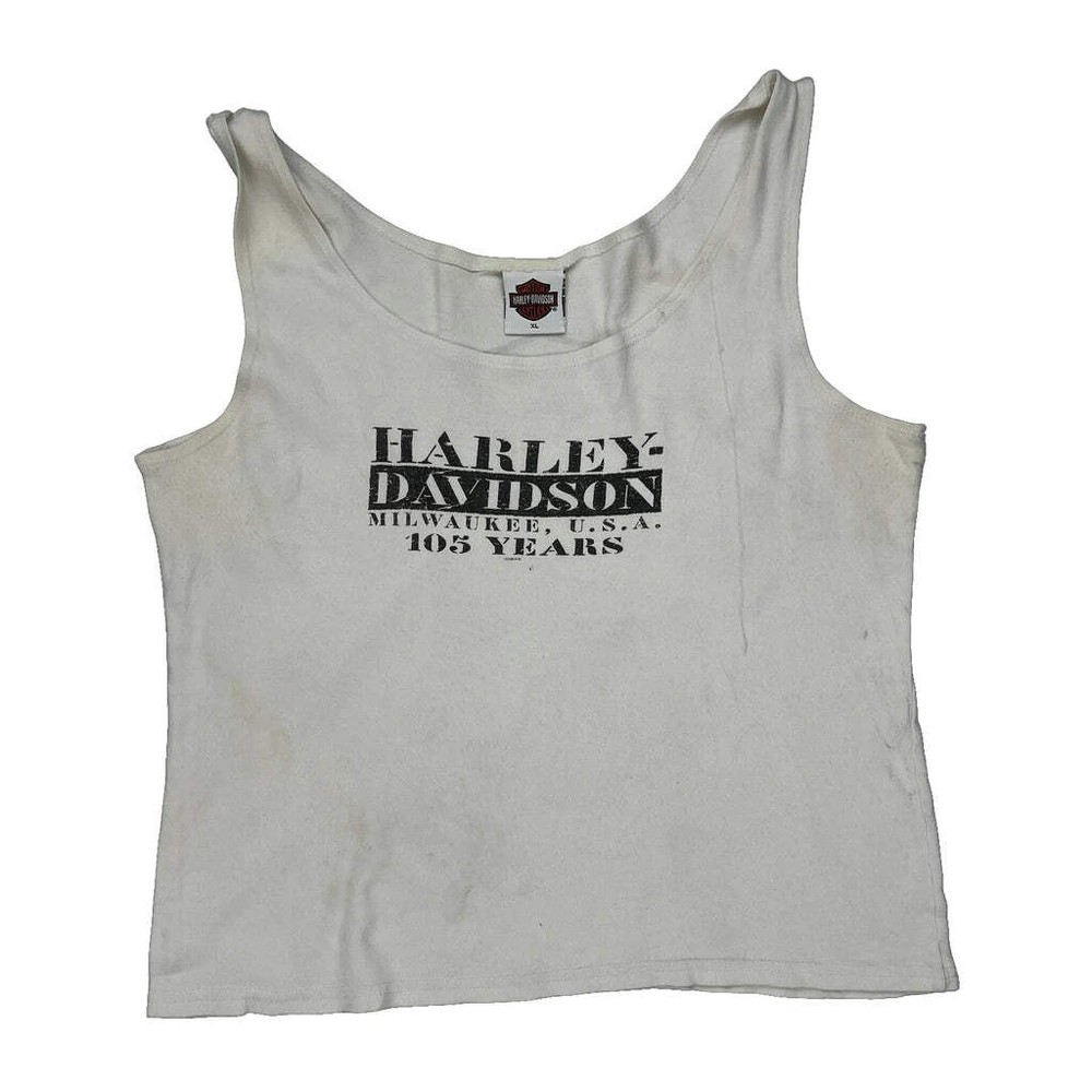 105 Years Harley Davidson Graphic Tank Top - XL White Cotton