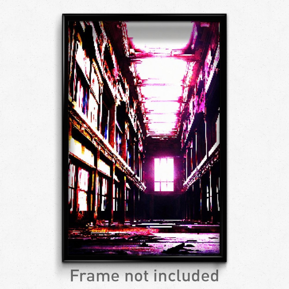 Pixel Art Poster - Flashy Derelict (8 Bit Psychedelic Trippy Video Game Print)