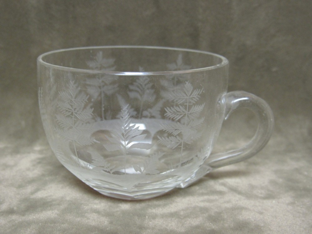 1900s Dorflinger Clear Crystal Etched Fern Punch Cup  