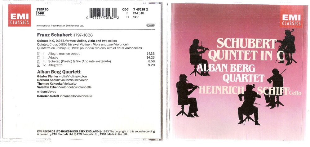 Schubert: Quintet in C (CD, Oct-1990, EMI Music Distribution) Nice! #1122AD