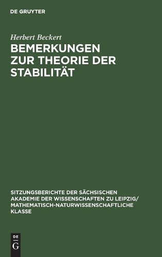 Herbert Beckert Bemerkungen Zur Theorie Der Stabilität (Hardback)