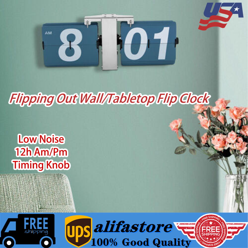 Retro Style Wall & Tabletop Flip Clock - Classic Mechanical - Digital Display