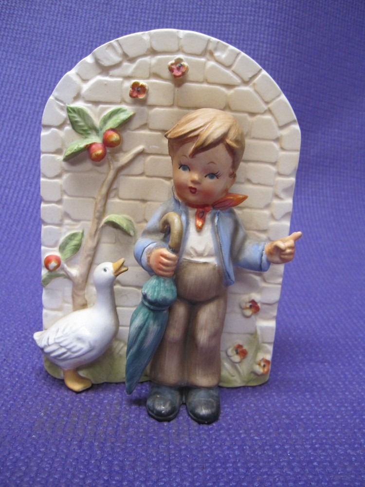 Vintage Erich Stauffer Porcelain Figurine, Boy With Umbrella