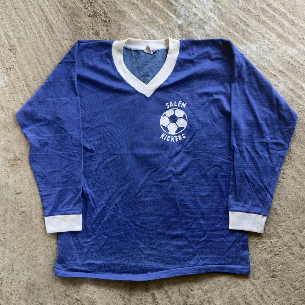 Vintage 60S 70S Mason Durene Jersey Salem Kickers Football Mens Long Sleeve Blue