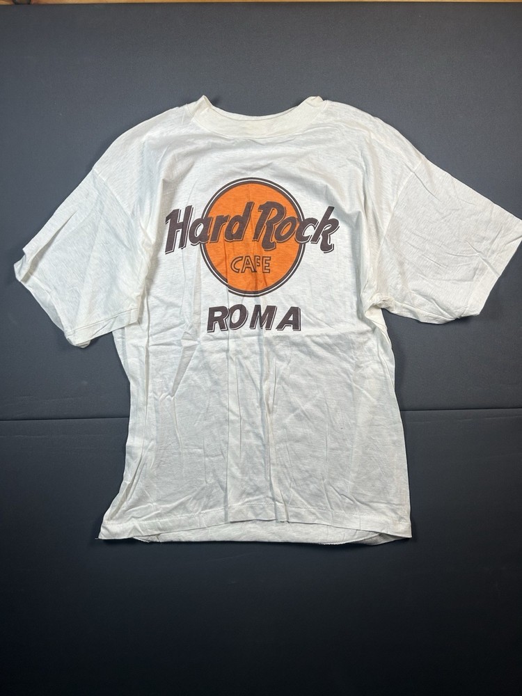 Hard Rock Cafe Roma Rome Italy Classic Logo Size Xl  White T-shirt Vintage