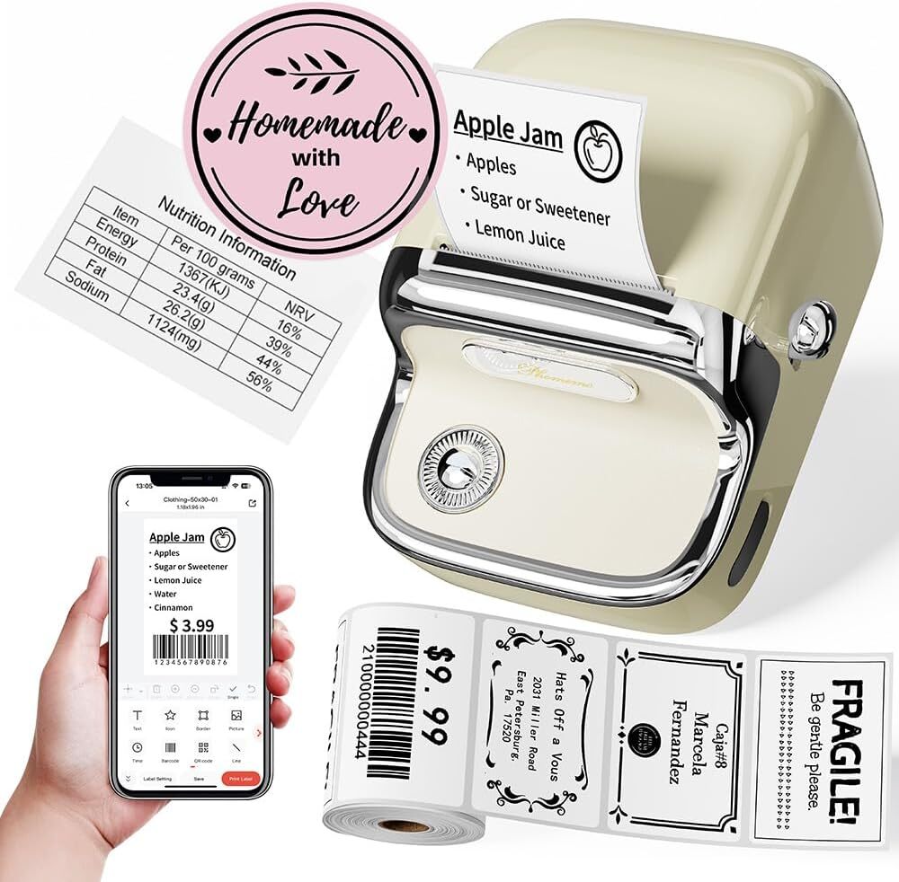 Phomemo M150 Bluetooth Label Printer for Barcode Stickers in Beige