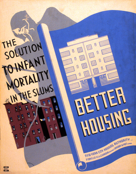 POSTER BETTER HOUSING SOLUTION INFANT MORTALITY IN SLUMS VINTAGE REPRO FREE S/H