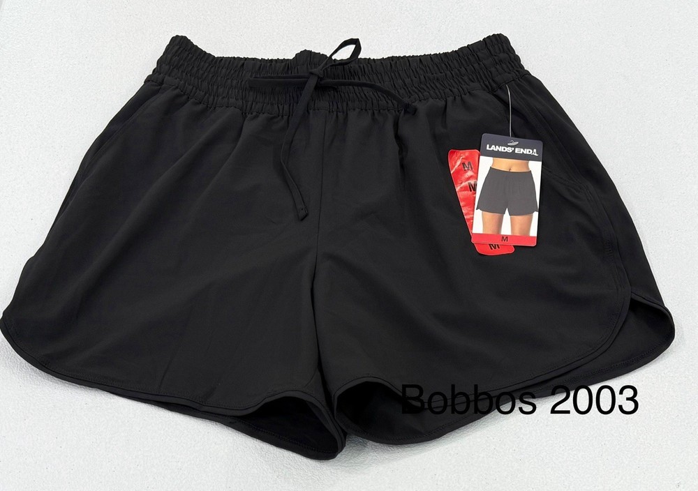 Lands' End Women's Quick-Dry UPF 50 Athletic Shorts, Black, Size M