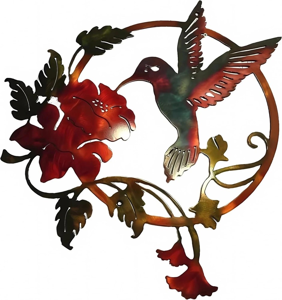 Zoihet Round Metal Bird Wall Art Decor - Hummingbird Wall Art Silhouette for you