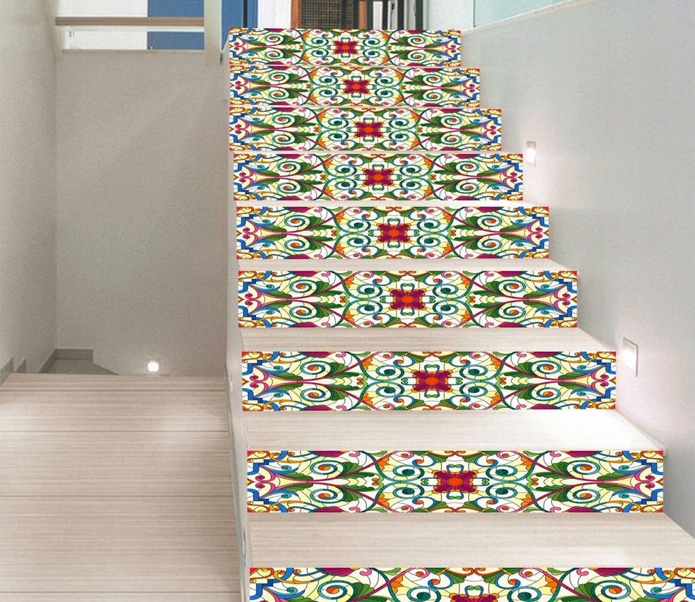 3D Green Leaf Pattern AZ517 Stair Risers Vinyl Wallpaper Mural Decorative Film