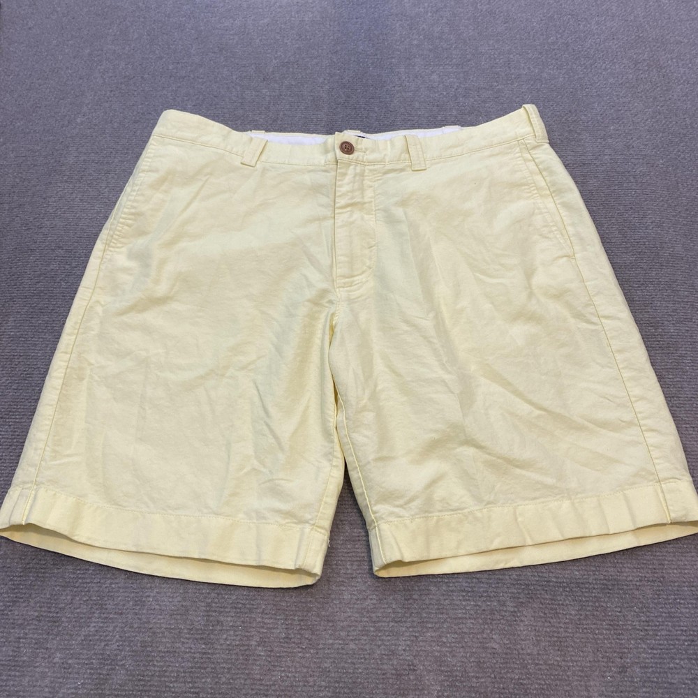 J Crew Shorts Mens 36 Yellow Sunwashed Oxford Classic Casual 100% Cotton Summer