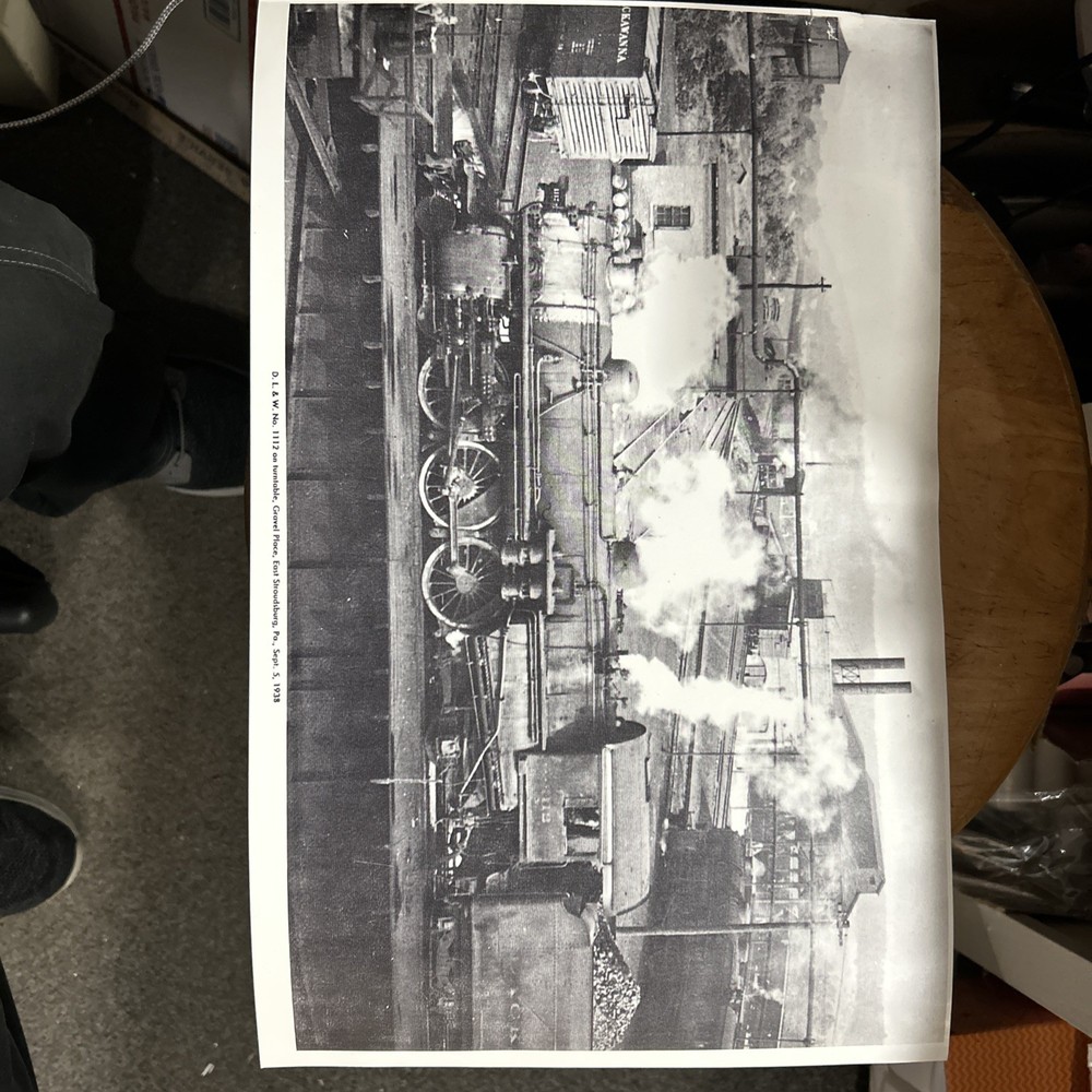 DL&W Steam 1112 On Turntable East Stroudsburg 9/38 17x11  PHOTO Enlargement Of P