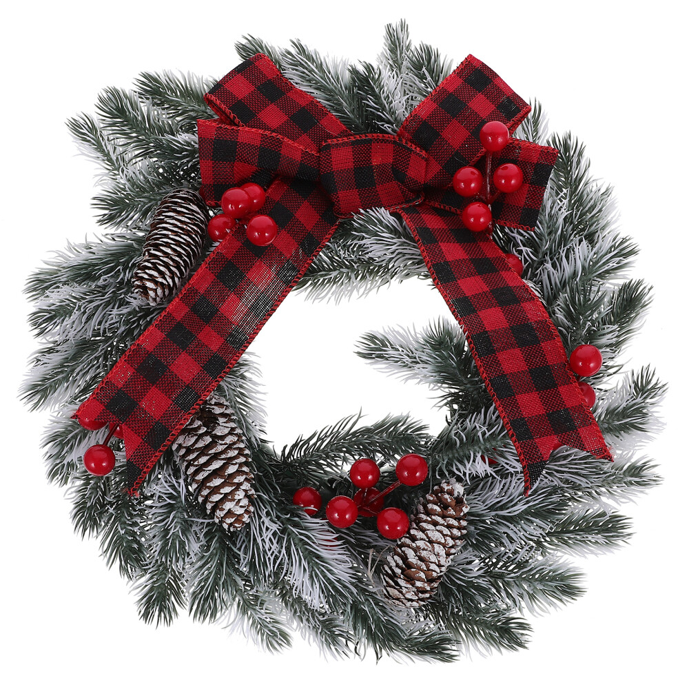 Festive Christmas Wreath with Floral Bow for Front Door Decor