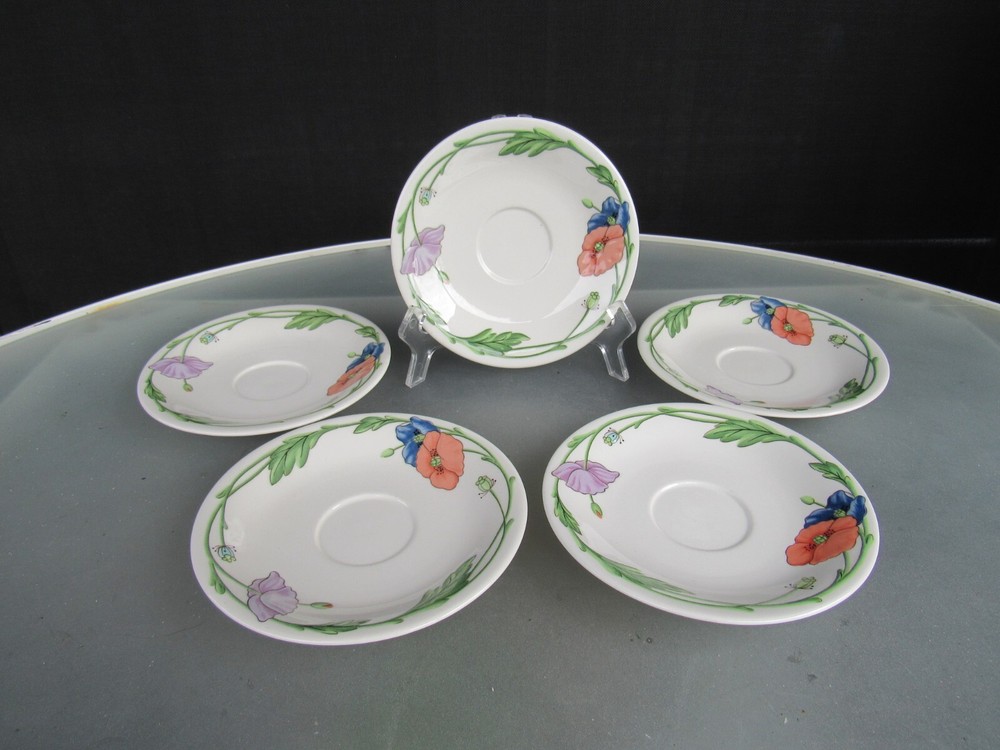 VILLEROY & BOCH - 5  AMAPOLA  Pattern Saucers 6,5