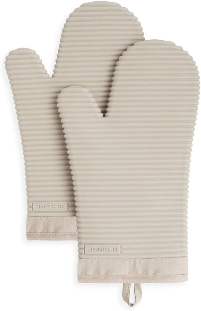 7x13 Milkshake Soft Ribbed Silicone Oven Mitt Set of 2 for Kitchen Safety