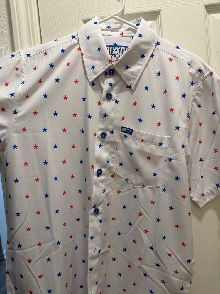 Dixxon Flannel Company 1776 Patriotic Stars Button-Up Shirt White Red Blue M
