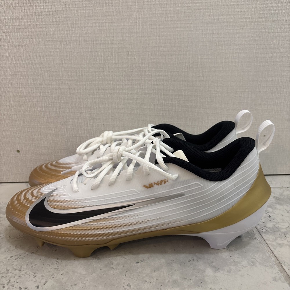 Nike Vapor Speed 3 White Metallic Gold Black Cleats FB3303-103 Men's Size 12 NEW