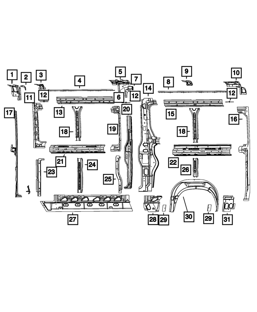 Genuine Mopar C-Pillar Reinforcement 68167619AA