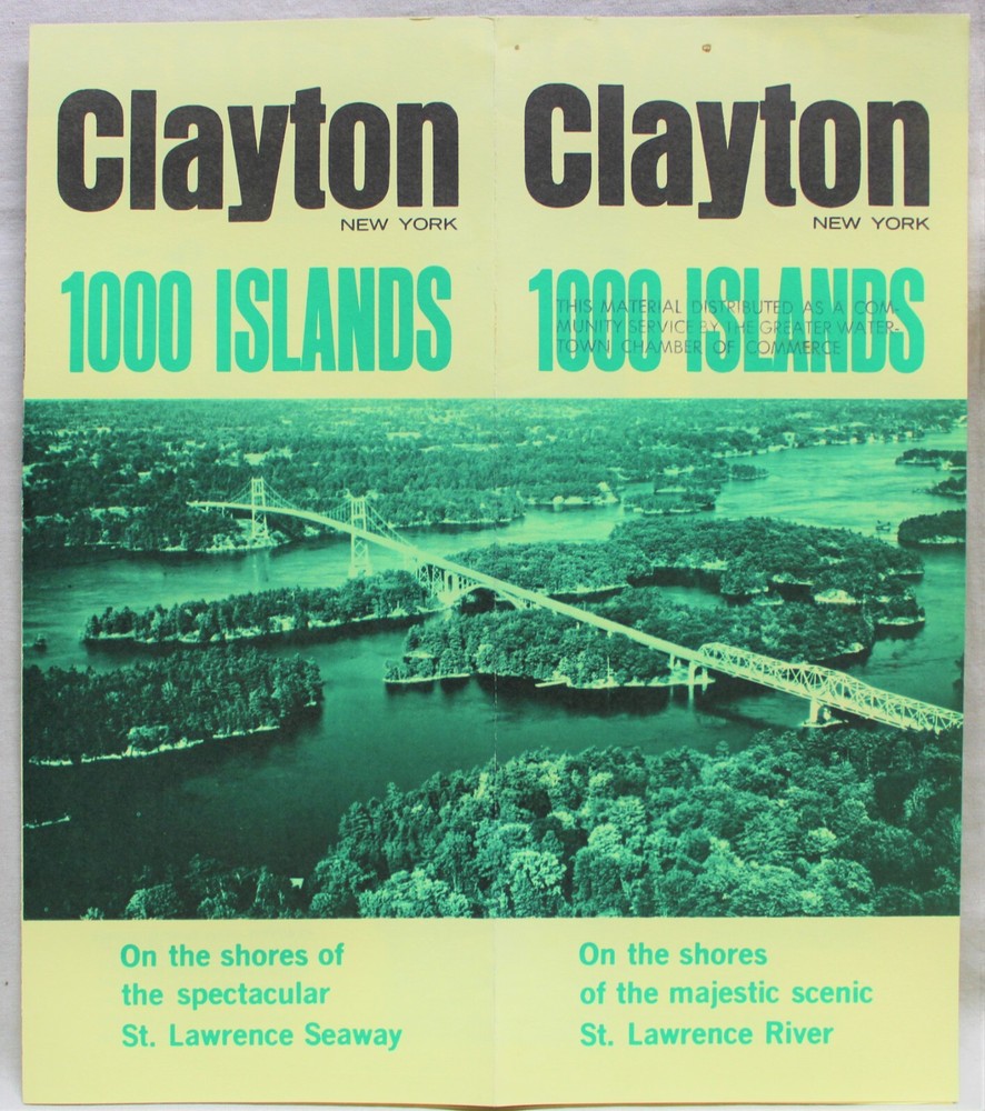 CLAYTON NEW YORK 1000 ISLANDS REGION SOUVENIR ADVERTISING BROCHURE 1950S