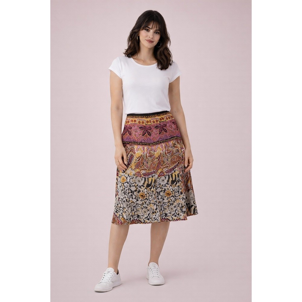 Vintage Nygard Collection 100% Silk Skirt Bohemian Paisley Print Size 6