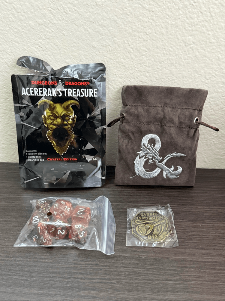 Dungeons & Dragons Acererak's Treasure Crystal Edition Dice Set + Bag + Coin-image