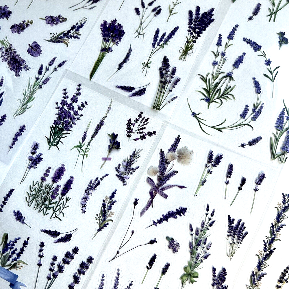 Lavender Flower Stickers 6 Sheets Junk Journal Collage Planner Scrapbooking
