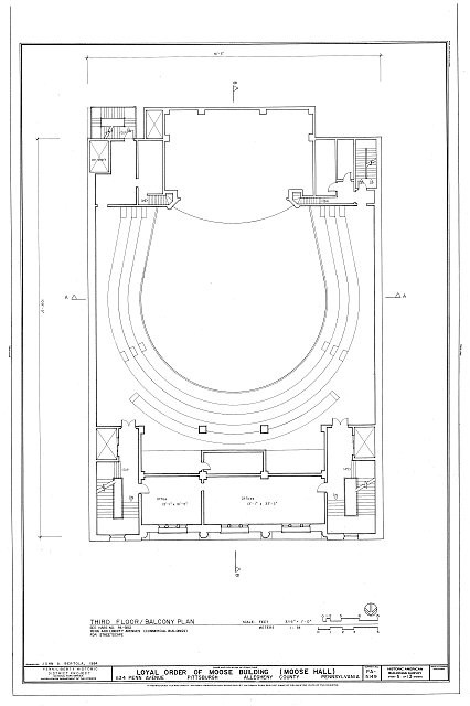 Photo:Pittsburgh PA 1930s Loyal Order of Moose Hall Balcony Plan HABS