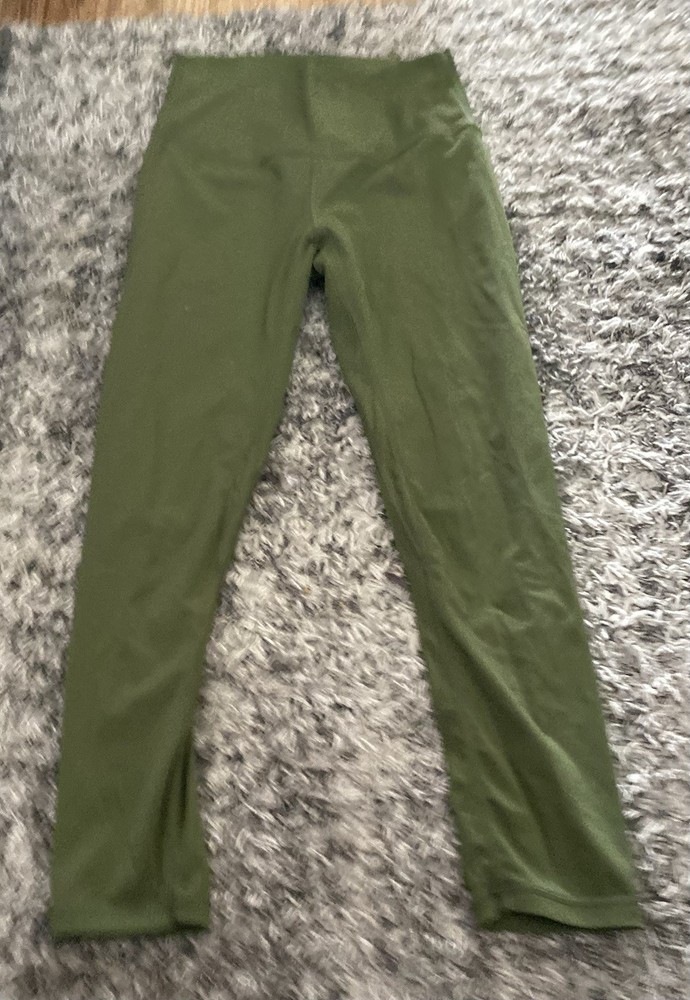 Barbell Apparel Green Ankle Leggings Women Size S Polyester Spandex Stretch Logo