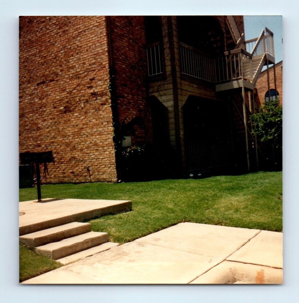 Old Vintage Square Color Photo BRICK HOUSE AND YARD SNAPSHOT PHOTOGRAPH PIC