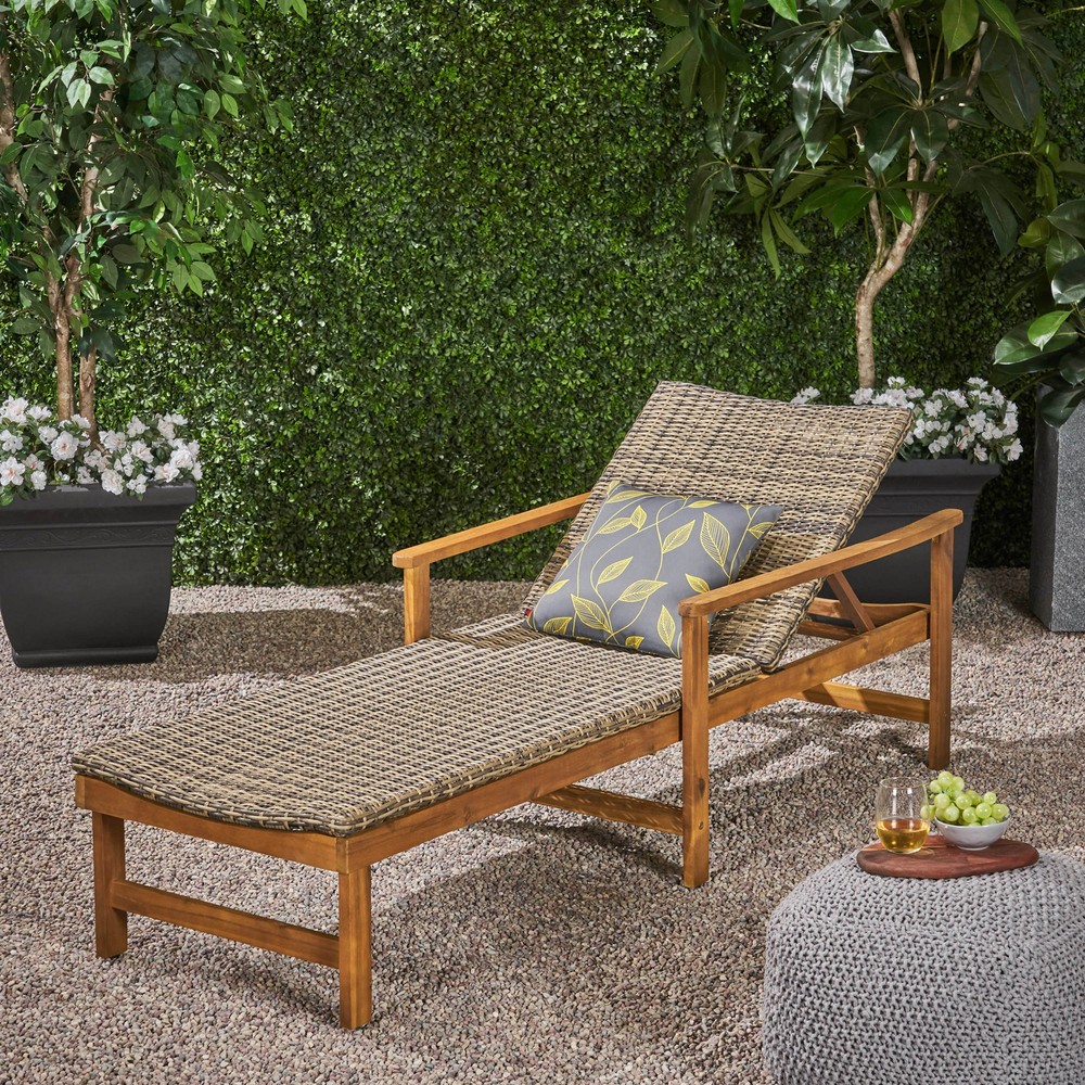 Relax in Style with Hampton Wood & Wicker Patio Chaise Lounge