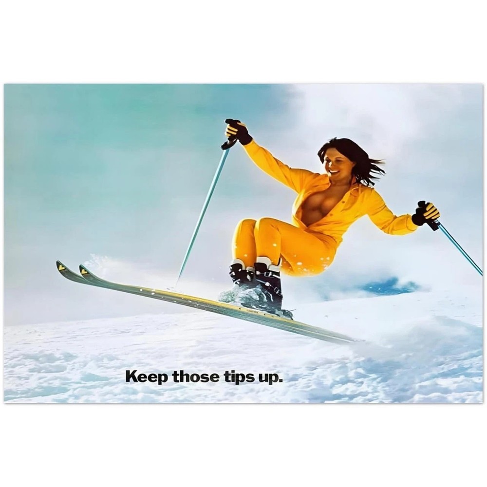 Keep Those Tips Up Vintage Ski Girl Winter Sports Poster