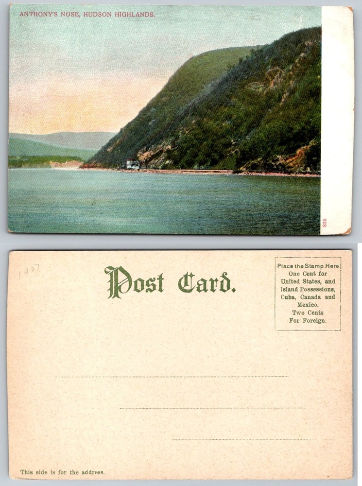Anthony's Nose Hudson Highlands NY Postcard 1907 Hudson River Valley Scenic