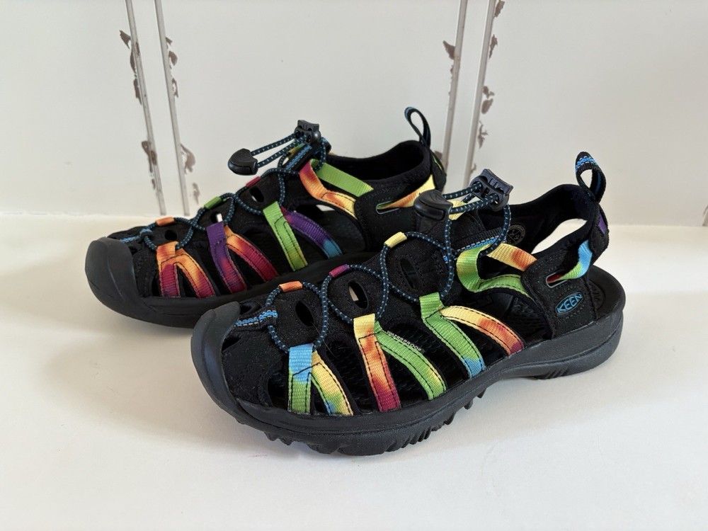 KEEN Womens Whisper Waterproof Athletic Sandal Size 7 Rainbow Tie-Dye Black