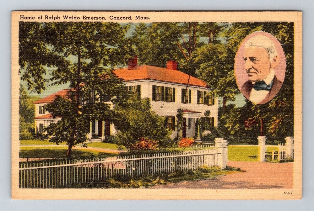 Concord MA-Massachusetts, Home Ralph Waldo Emerson, Vintage Postcard