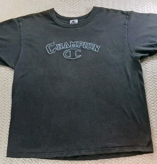 VTG 90s - Champion Spell Out Logo Embroidered T Shirt - Sz Mens Medium Made USA
