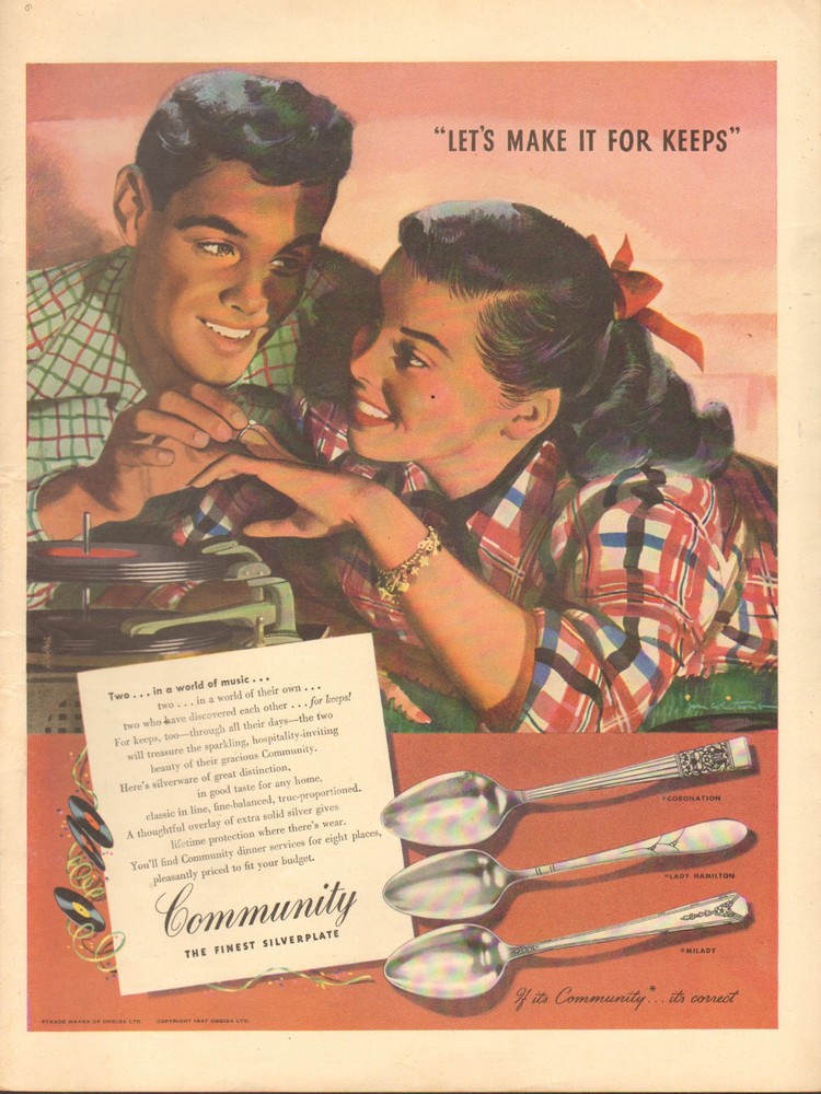 1947 Vintage ad Community retro silverplate Art Couple bridal gifts     11/15/25
