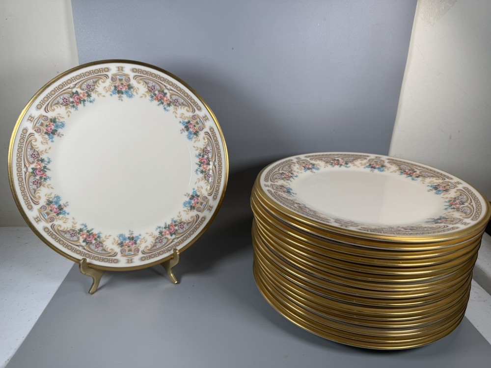 Lenox Versailles 8” Plate Gold Rim Floral USA Vintage 1970s