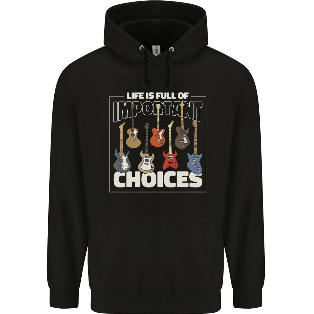 Guitar Important Choices Guitarist Music Mens 80% Cotton Hoodie