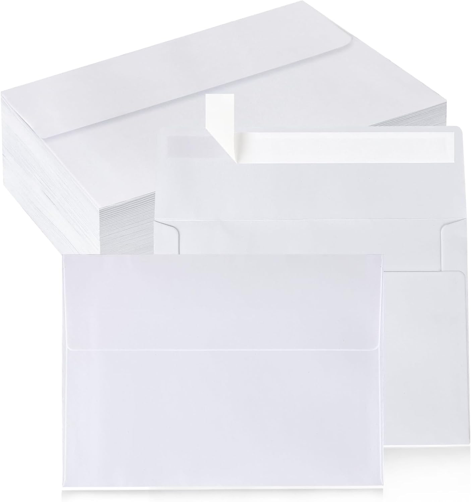 100 Pack 5X7 Envelopes for Invitations, A7 Printable White Envelopes, Envelopes